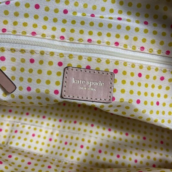 Kate Spade Burlap painted floral prints shoulder bag tan leather straps &trims - Picture 11 of 16